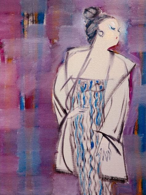 油絵 菅家令子 絵 絵画 インテリア F6-083611 人物 女性像