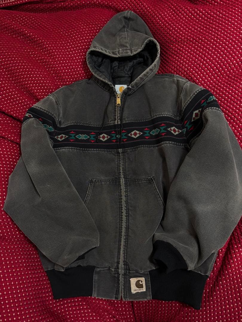 Carhartt アクティブジャケット ネイティブ柄 90s ブラック