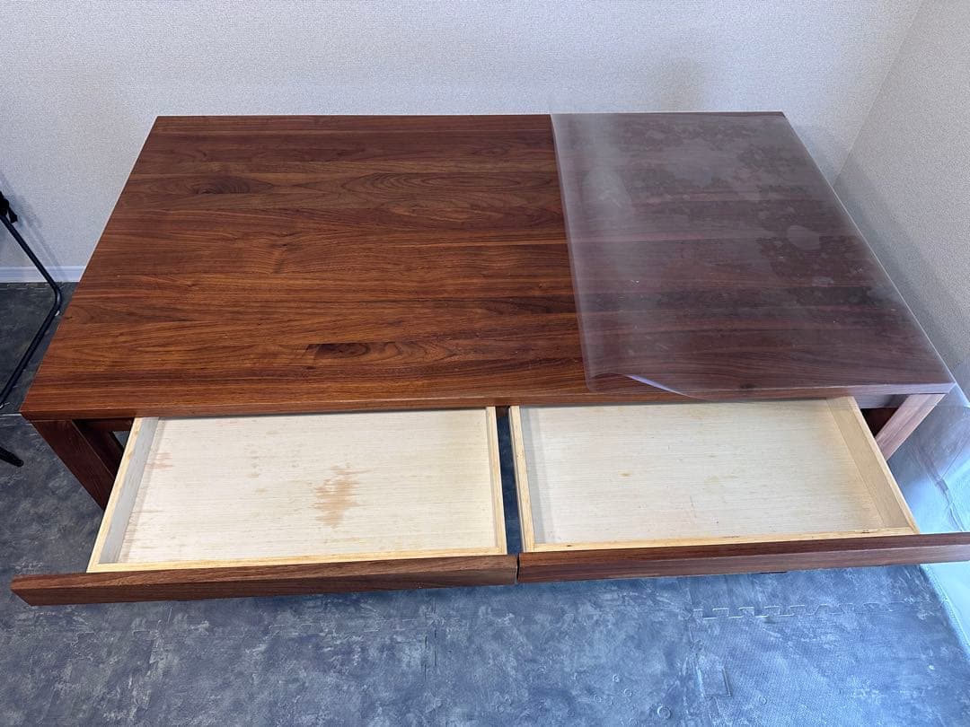 【無印良品】ダイニングテーブル 引出付 140×80cm　ウォールナット材