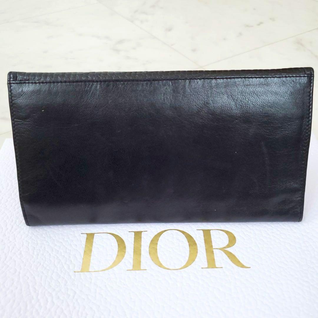 美品 激レアモデル ディオール 長財布 ゴールドロゴ 三つ折 ケース 黒