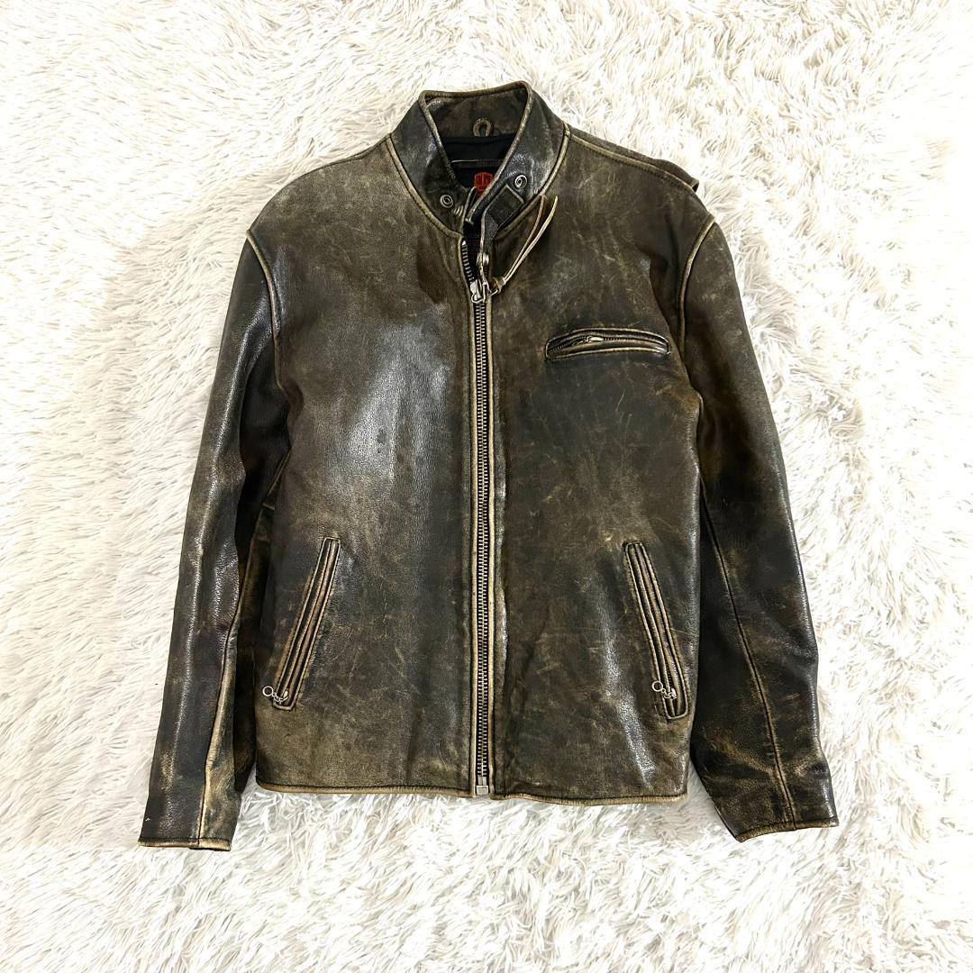 レザージャケット シングルライダース 本革 RAINBOW RBC メンズ L