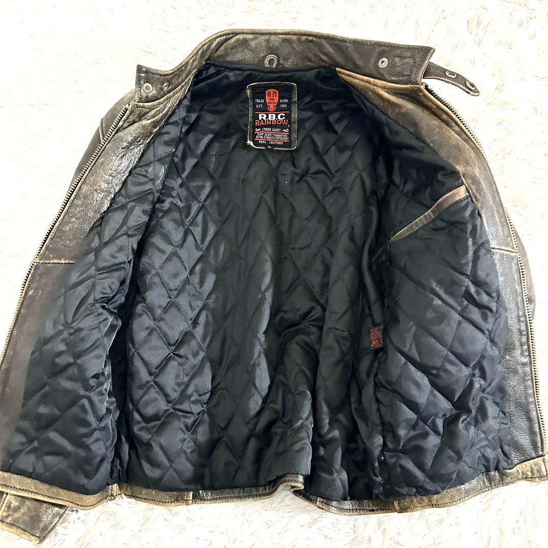 レザージャケット シングルライダース 本革 RAINBOW RBC メンズ L