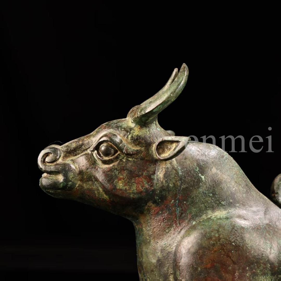 中国古美術・下鄕収集・青銅製牛尊・殷風・鏨刻高浮彫・純銅製・置物・風水開運・酒具