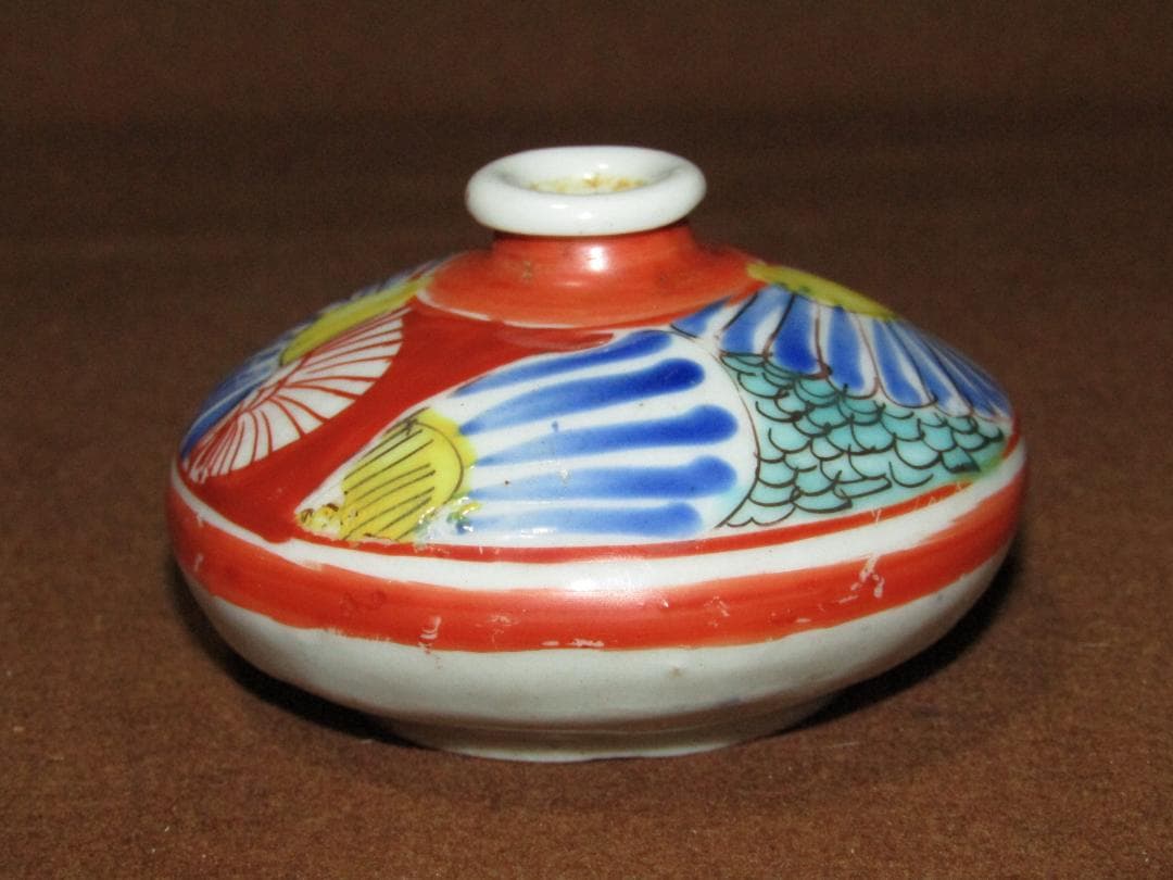 【色絵　線描き捻り紋図　油壷　三点】古伊万里