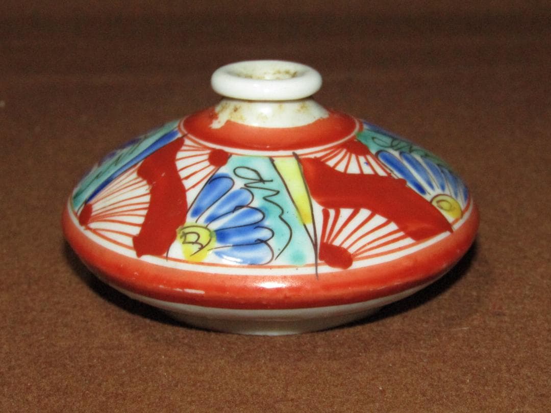 【色絵　線描き捻り紋図　油壷　三点】古伊万里