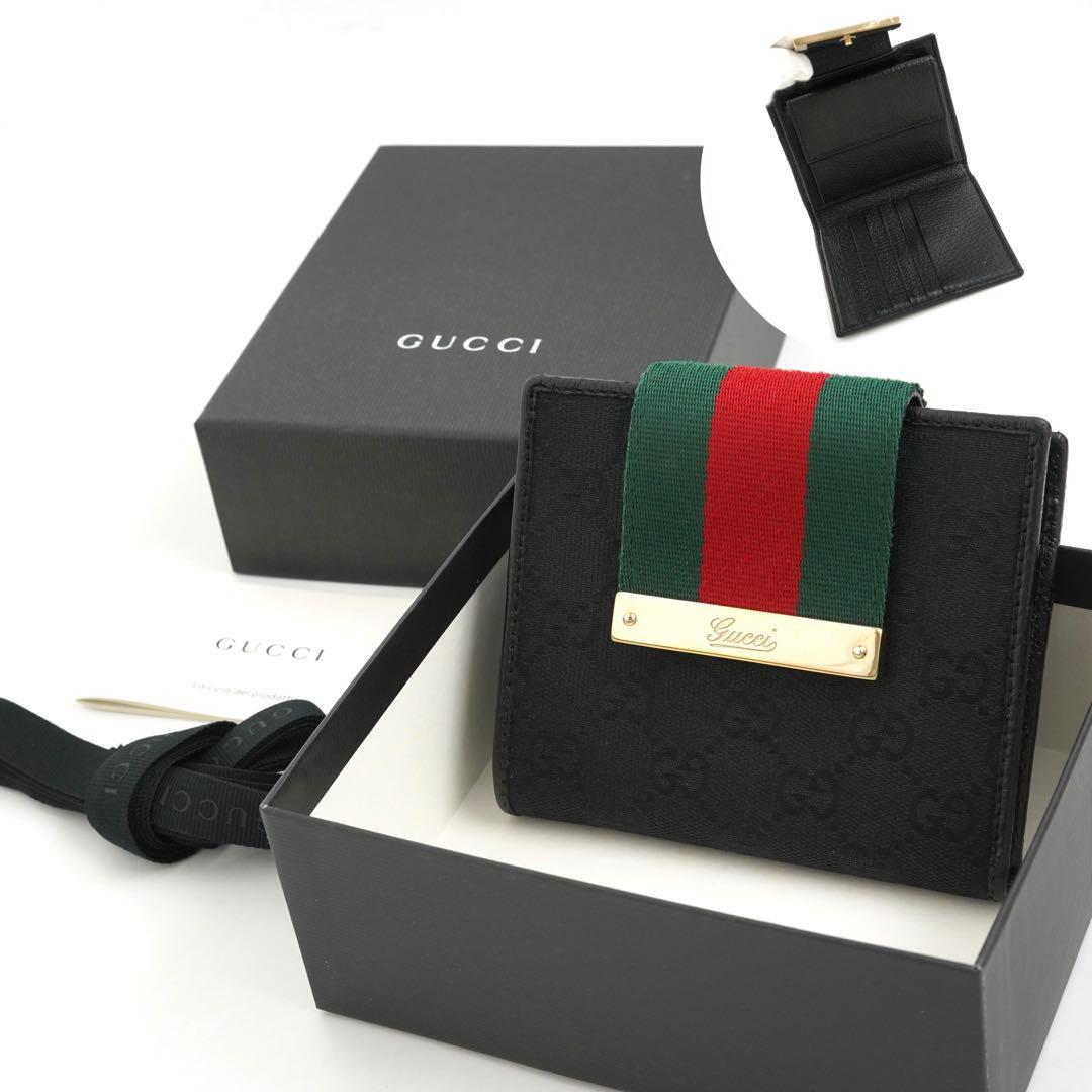 ✨未使用展示品・箱付き✨　GUCCI ミニ財布　シェリーライン　二つ折り　シマ