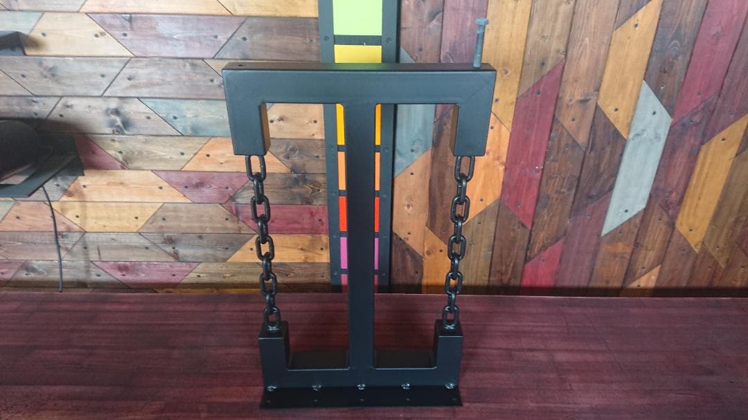 つ*こ様 マットブラックでアイアンな極太＆チェーン鉄脚♪50×400×650mm