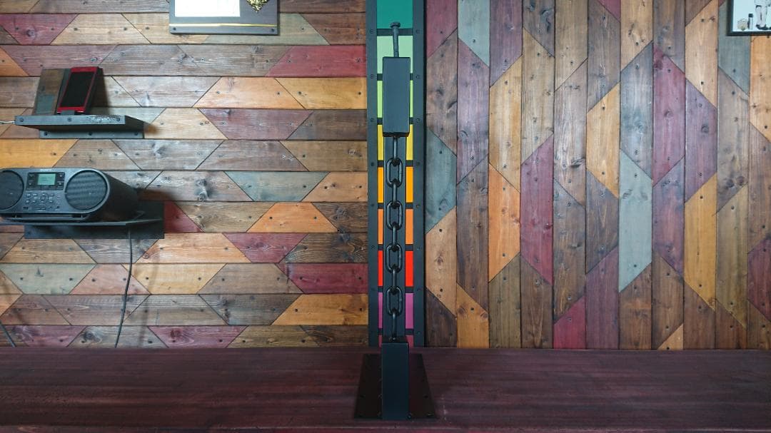 つ*こ様 マットブラックでアイアンな極太＆チェーン鉄脚♪50×400×650mm