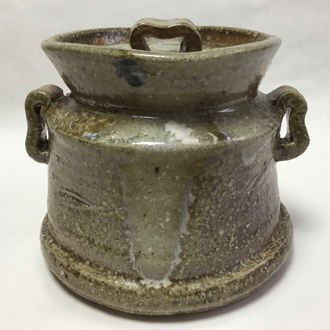 水指 信楽 口四方耳付 紙箱 茶道具 古物品