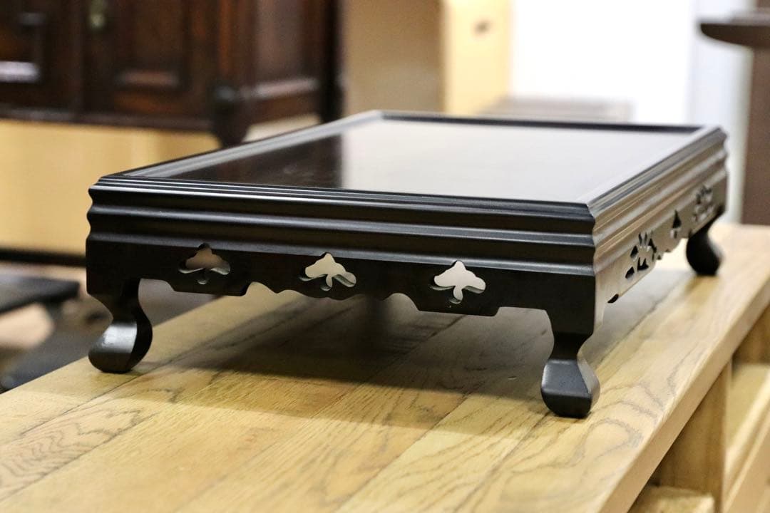GMIS178○黒檀 置床 花台 飾り台 和家具 和モダン レトロ 和製アンテ