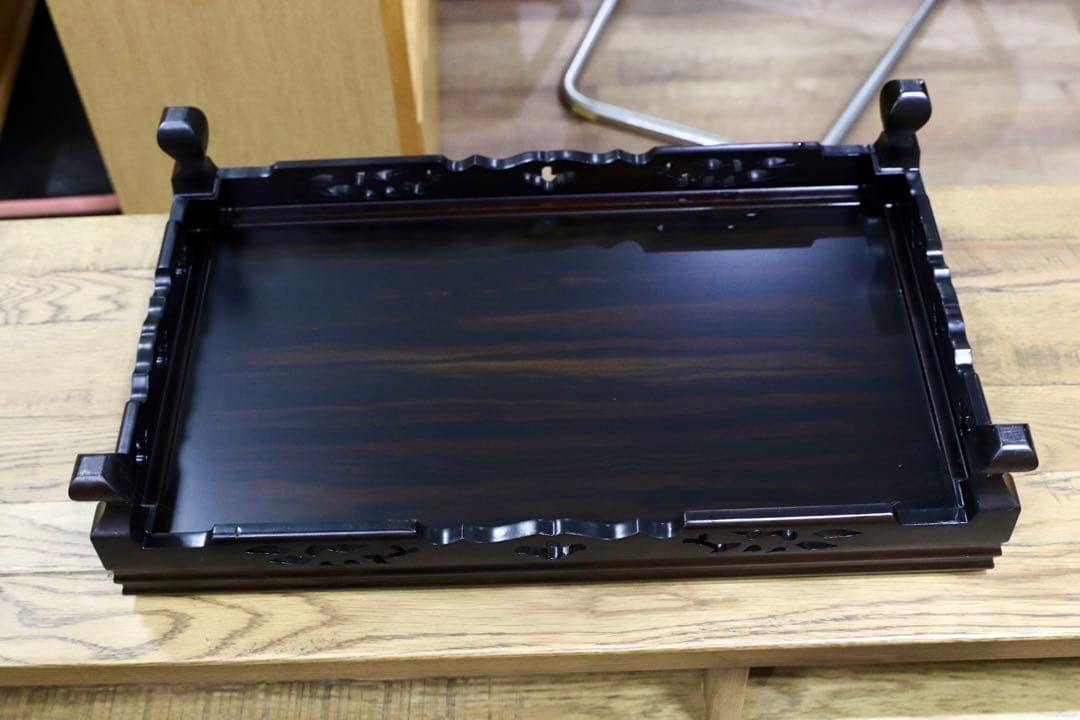 GMIS178○黒檀 置床 花台 飾り台 和家具 和モダン レトロ 和製アンテ