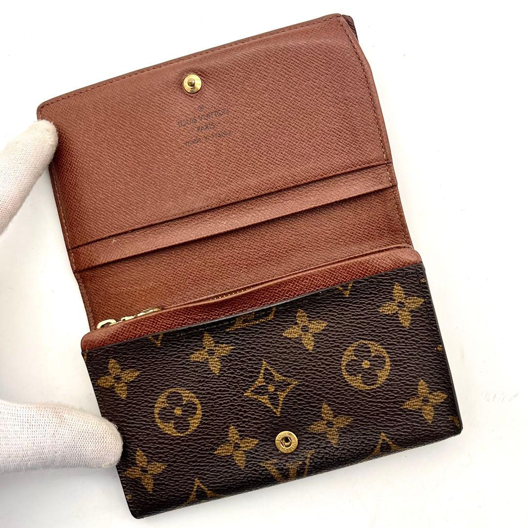 ルイヴィトン モノグラム トレゾール 2つ折り財布 正規品 本物 男女兼用 茶色