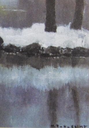 福島一二三、【金閣寺雪景】、希少な画集画、新品高級額・額装付