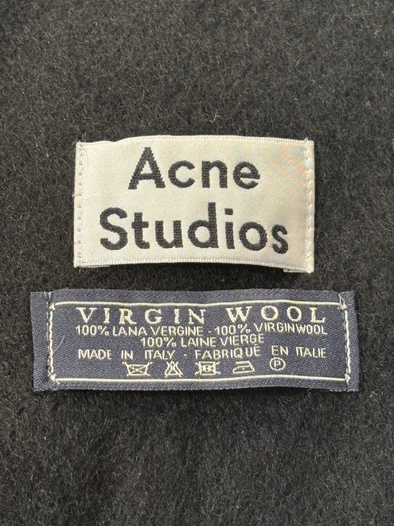 Acne Studios ブラック フリンジマフラー　ストール　ウール