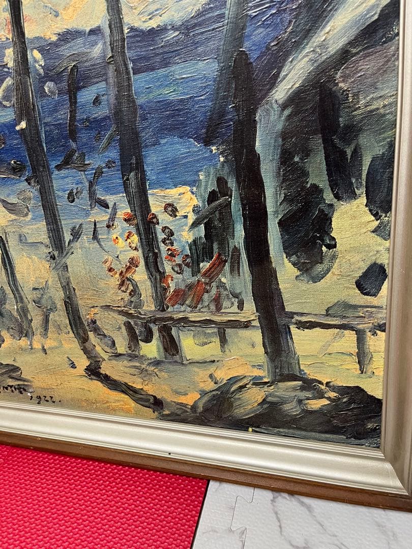 ロヴィス・コリント 複製画 「ヴァルヒェン湖の復活祭」 額装付き