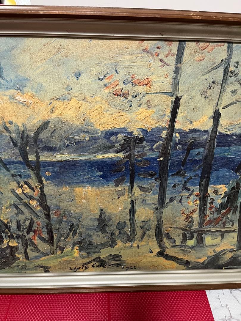 ロヴィス・コリント 複製画 「ヴァルヒェン湖の復活祭」 額装付き