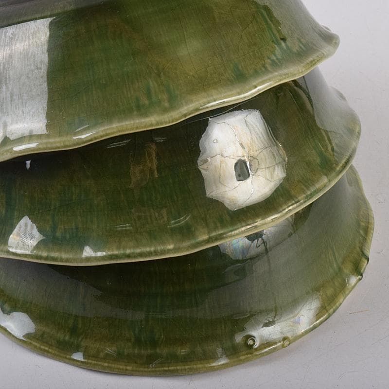 北大路魯山人作　織部焼　輪花小鉢　五客　共布　黒田陶々庵極め箱　M　R8898B