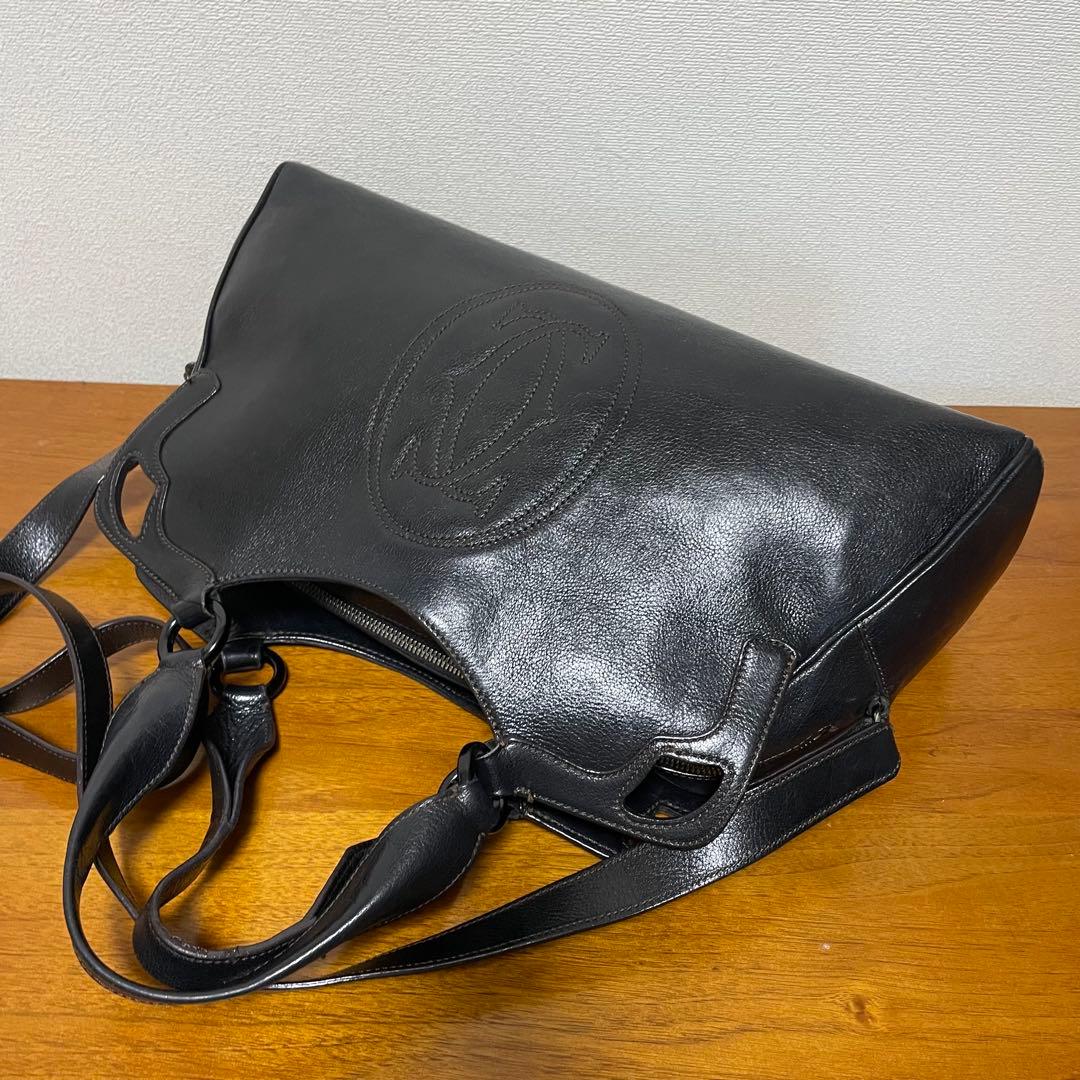 《美品》Cartier（カルティエ） レザー ハンドバッグ ブラック 黒