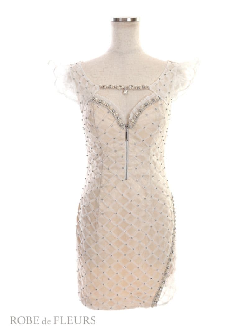 ROBE de FLEURS ビーズ装飾アイボリードレス