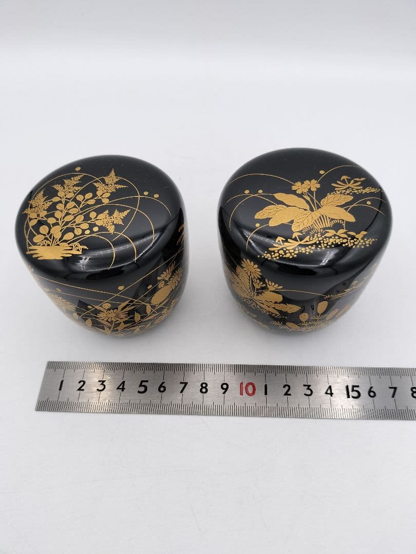 【セール】b160 春秋棗 一双（春野・秋野棗）華山作 木箱入 茶道具 古物