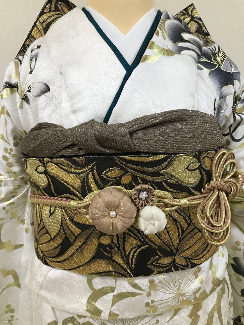 振袖単品　未仕立て品　正絹　金彩