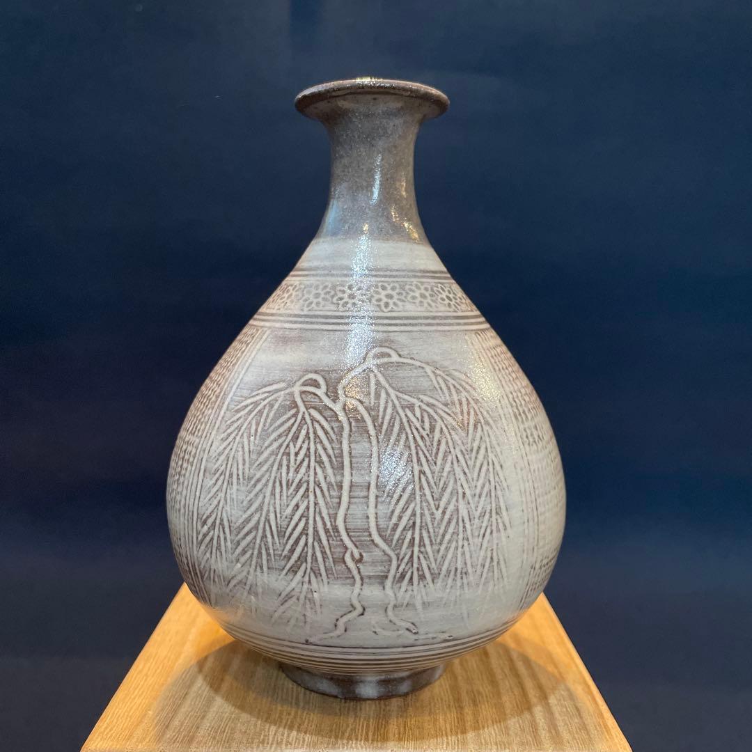 唐津焼　名工【中里 重利】(造)の『三島 徳利』共箱※美品　徳利