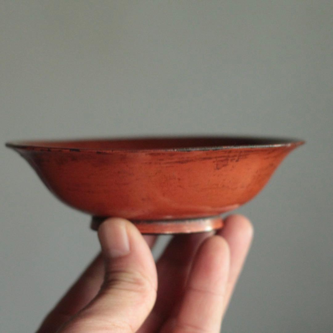朱塗り 盃 平盃 小椀 平鉢 No.4 古美術 古道具 アンティーク 漆器