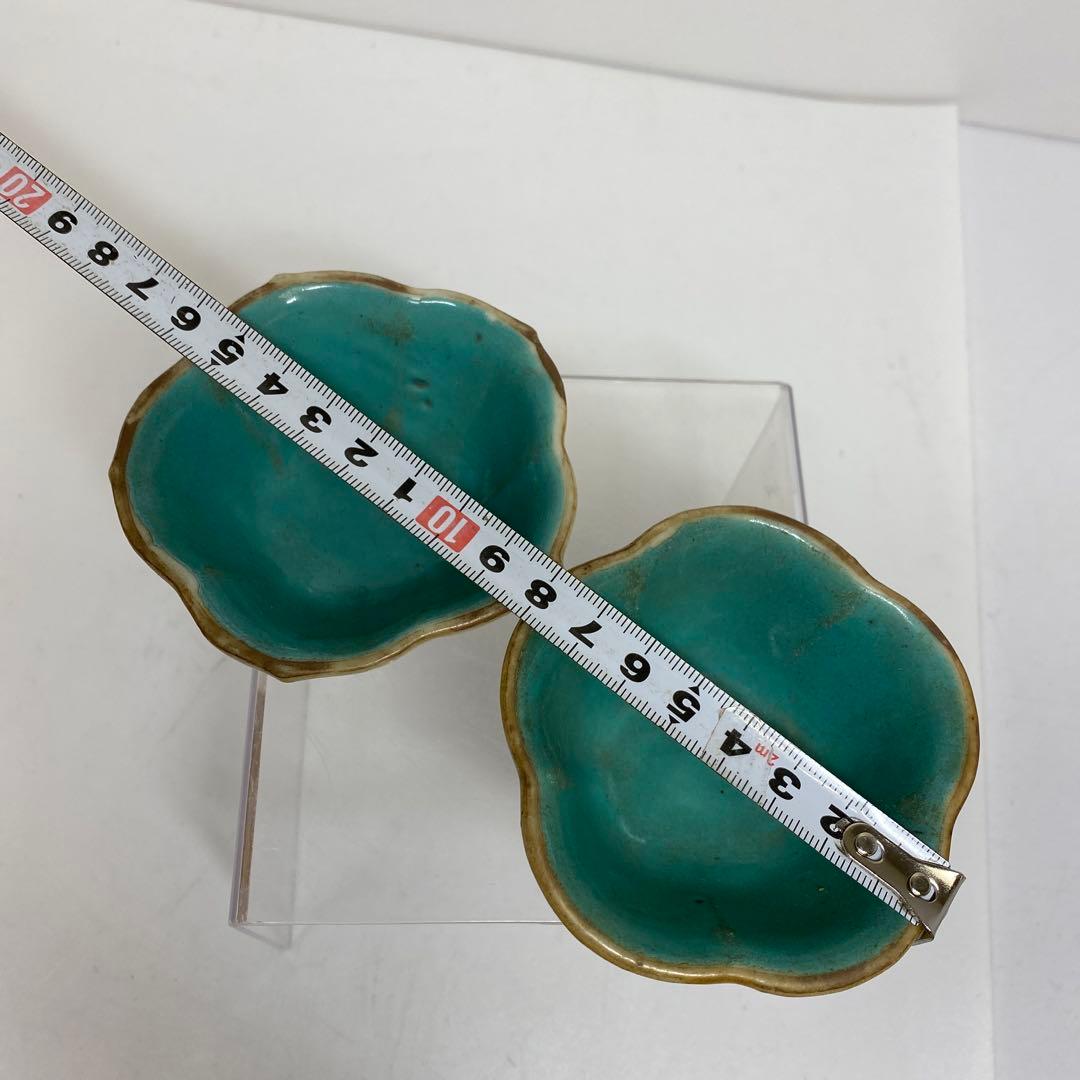 中国古玩　同治年粉彩輪花小鉢　2客　タエチ　東さ8-0107☆2F