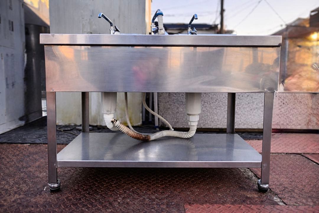 業務用 ステンレス 2槽シンク 流し台 幅100×奥行60×高さ94cm 厨房用