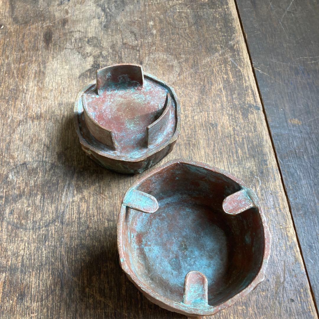 峯孝 造 「民族のお祭りのようなレリーフ」 灰皿？ 香炉？ ブロンズ 作家物