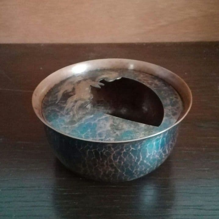 逸品　玉川堂　鎚起銅器　兎図紋　香炉　花活け　灰皿　和骨董　アンティーク