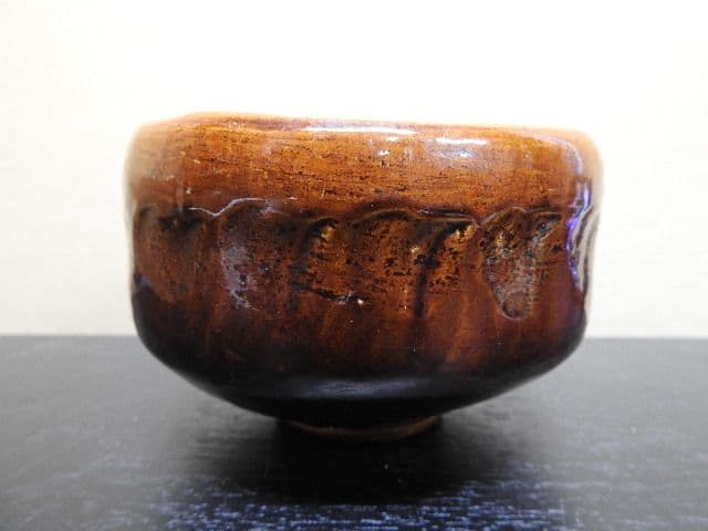 飴釉茶碗　大樋長楽　共箱　MA１４２