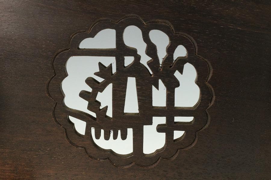 武具甲冑 刀掛 鍔紋透かし 木彫刻 時代物(K-YC460)