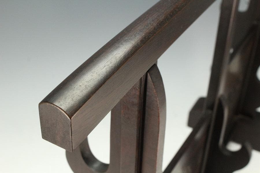 武具甲冑 刀掛 鍔紋透かし 木彫刻 時代物(K-YC460)