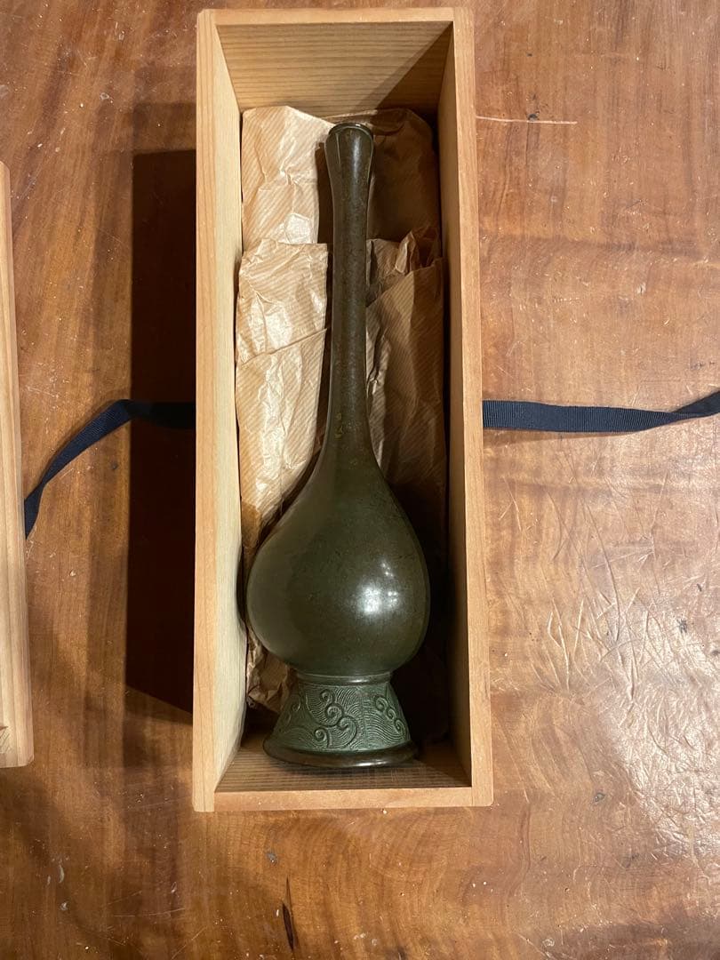 一ノ瀬宗辰　胡銅花入　大名物写銘　鶴一声　共箱　花器　茶道具