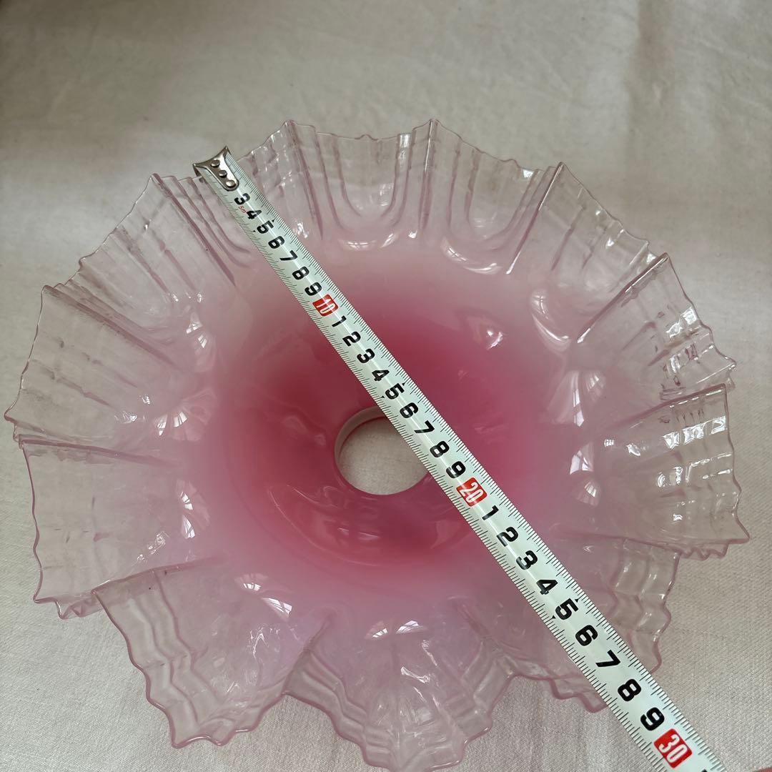 フランスアンティーク　オパールセントガラスシェード　ペンダントランプ