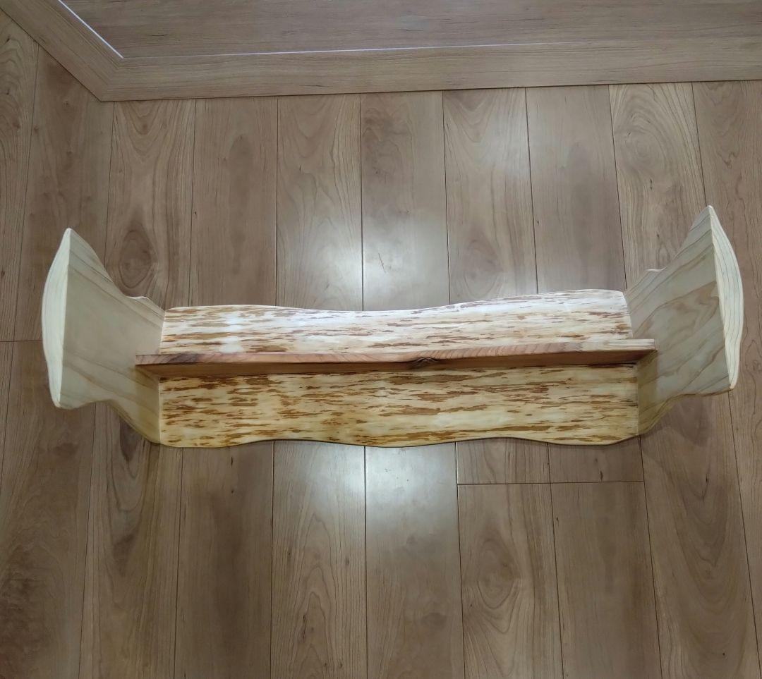 杉のベンチ65　Rin❕座面は杉の模様が綺麗、脚は丸太風