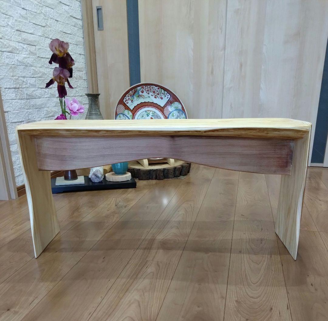 杉のベンチ65　Rin❕座面は杉の模様が綺麗、脚は丸太風