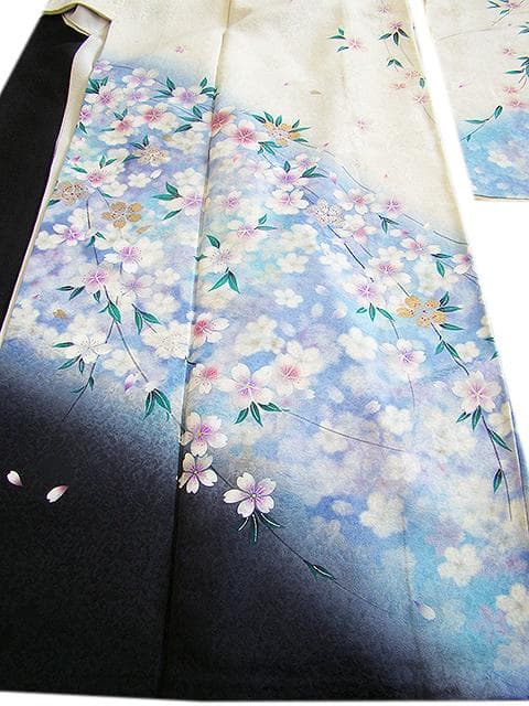 値下げ交渉ＯＫ！極上ちりめん地 白地 振袖 セット 正絹 Ｂ４３６