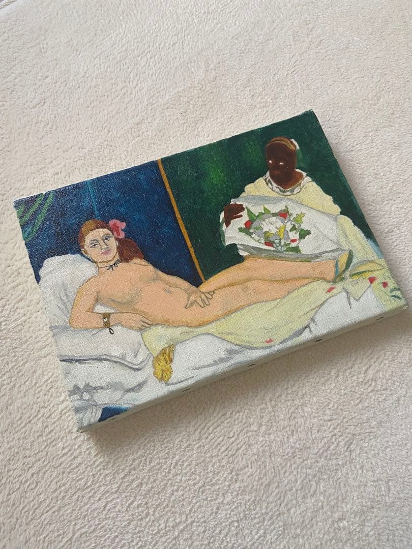 マネ　肉筆手描きの油絵模写画　オランピア