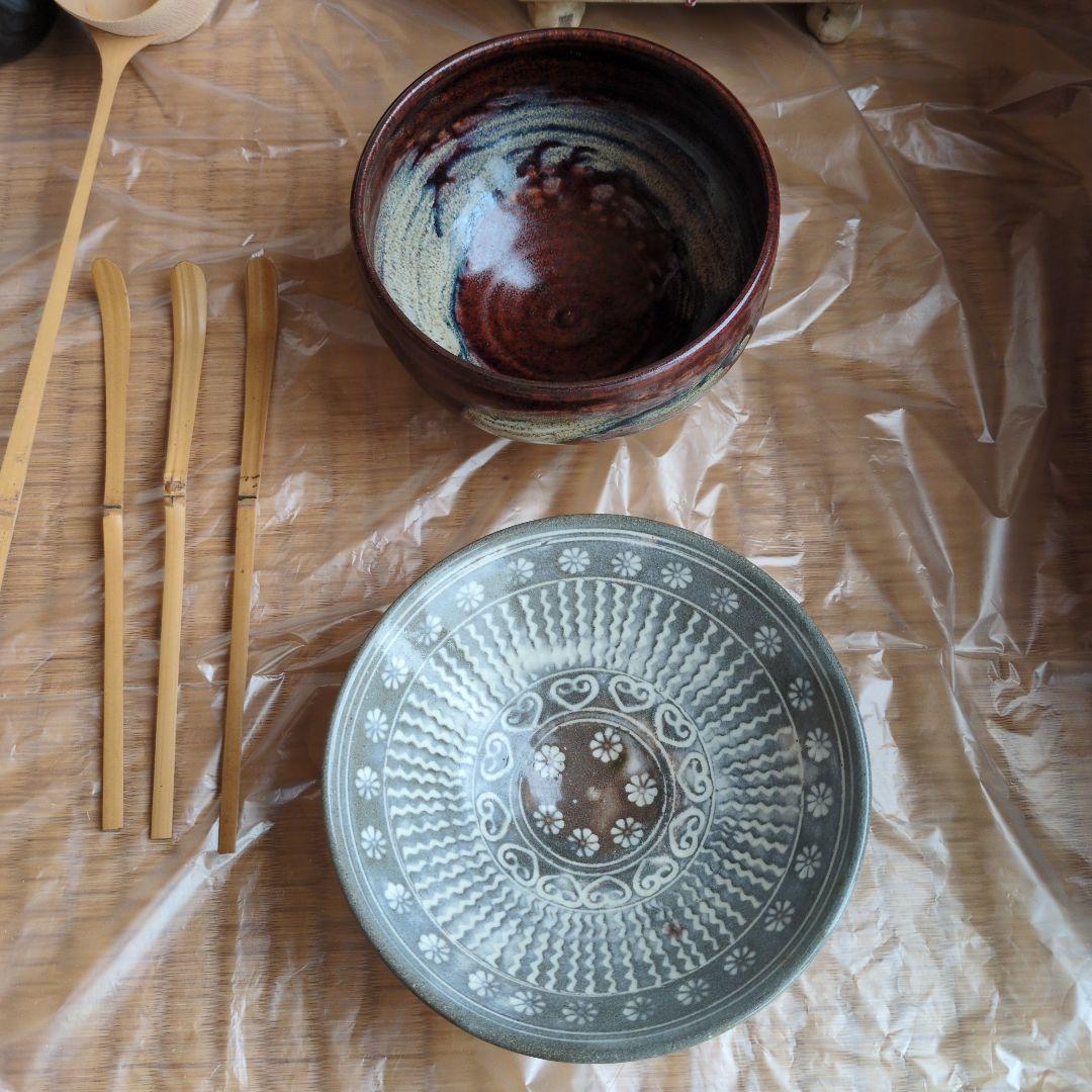 【1/15まで】茶道具セット 茶碗 茶器 茶筅 など　茶碗3個