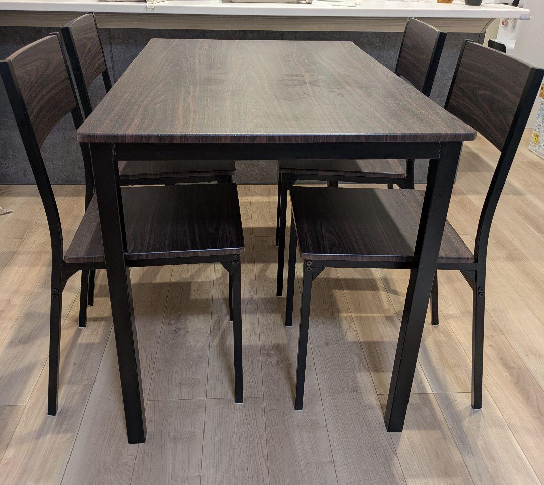 【引取限定】ダイニングテーブルチェア4脚セット　ダークブラウン