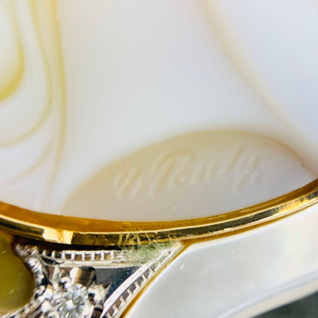 エルヴィンポーリー K18 Pt900 カメオ ブローチ ダイヤ シェル メノウ