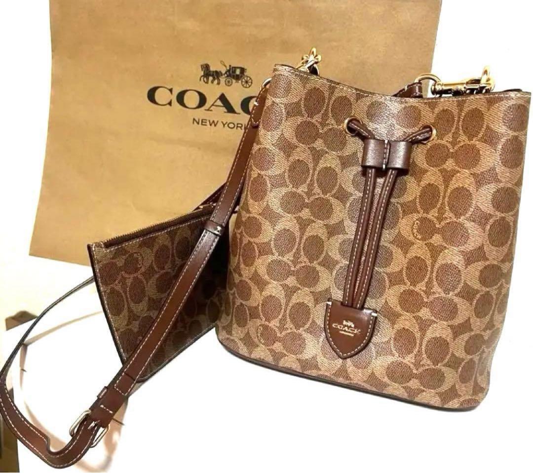 【COACH】 ローアン バケット バッグ・シグネチャー キャンバス