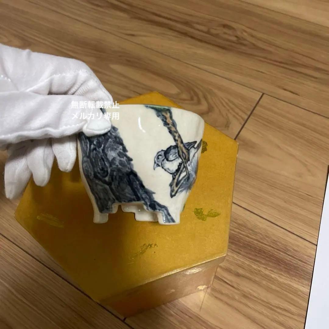 ミニ盆栽鉢　桑津香石　絵鉢　丸鉢　山野草　小品盆栽