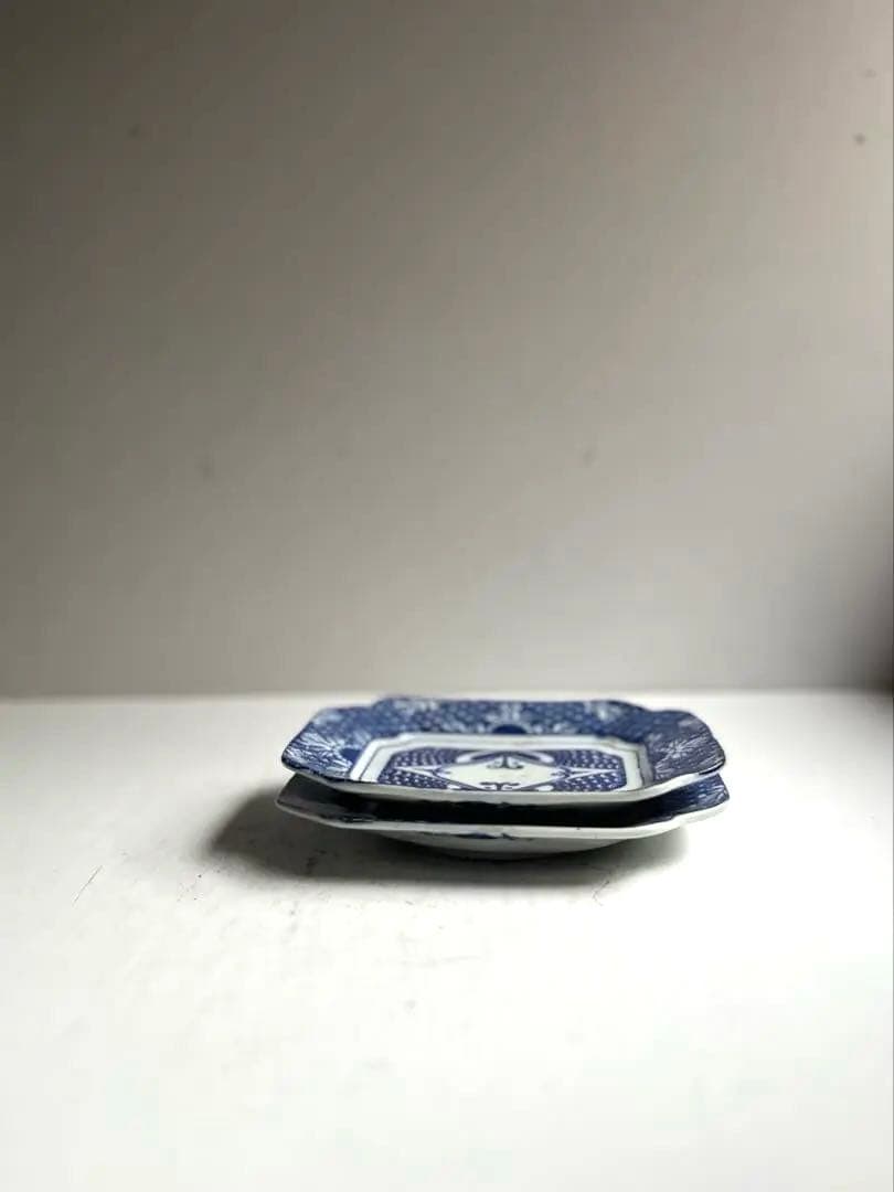 【k.様リクエスト】492 骨董 アンティーク 変形長四角皿 2点