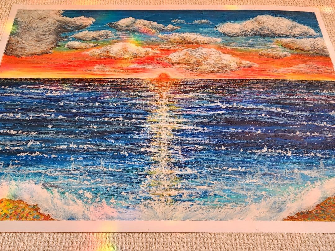 パステル画　風景画　海