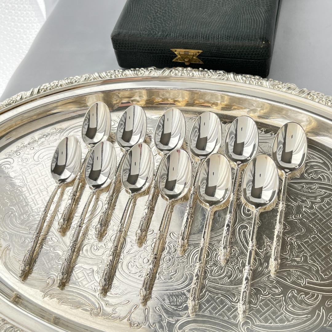 【SFAM】 ロシア様式のデミタススプーン 12本組 仏蘭西 10cm ケース