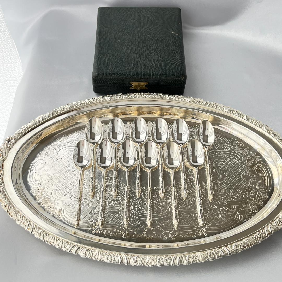 【SFAM】 ロシア様式のデミタススプーン 12本組 仏蘭西 10cm ケース