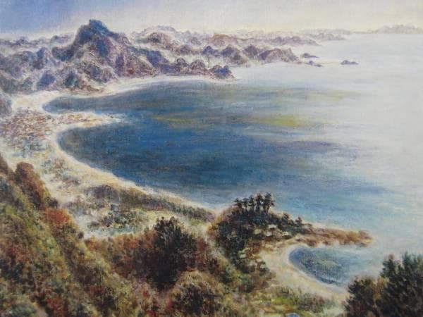 椿貞雄、「鋸山から見た房総半島」、希少な画集より、新品高級額・額装付